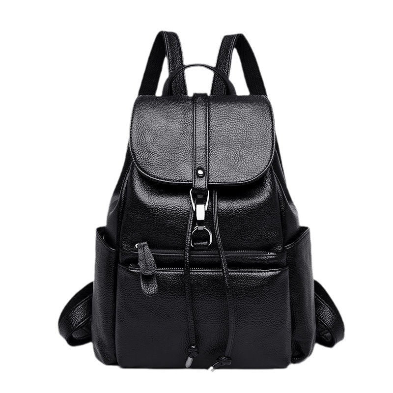 Women's Fashion Cattlehide Leather Soft Leather Casual All-matching Genuine Leather Backpack