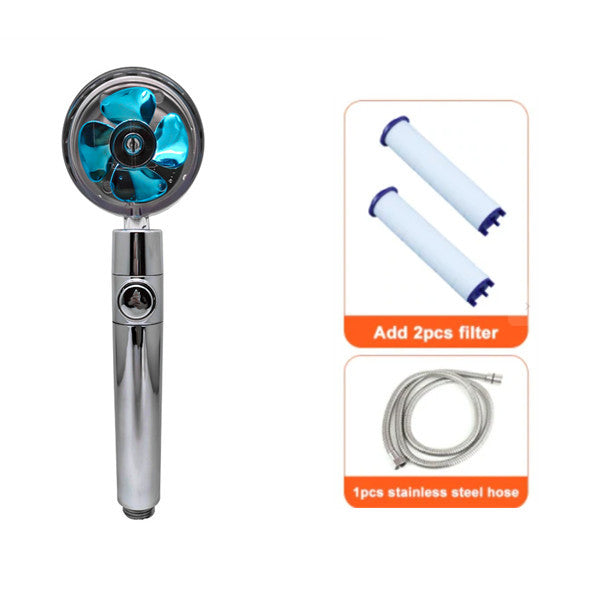 360 degree rotatable shower head with water saving flow function, with small fan