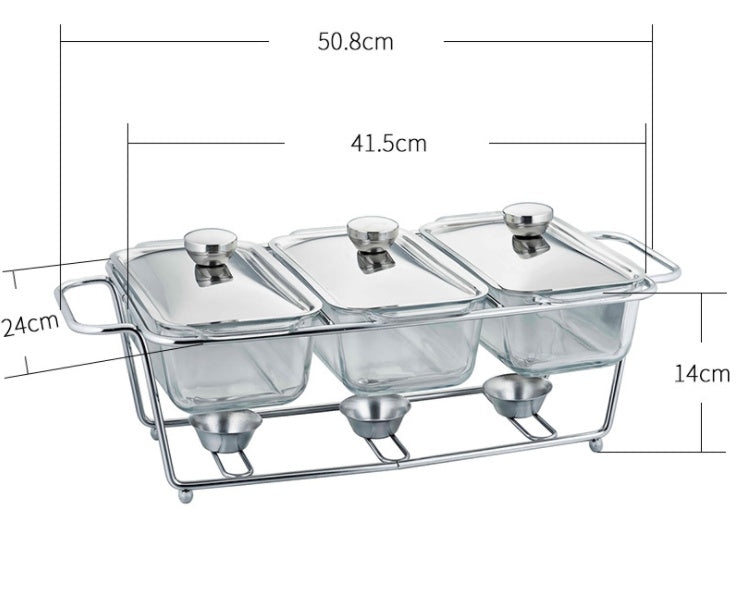 Taisnstūra stikla bufetes plīts pārtikas sildīšanas tvertne karstā katla spirta plīts