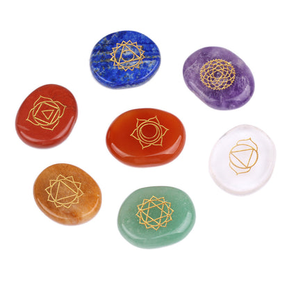 7 Chakras Natural Pocket Palm Stones