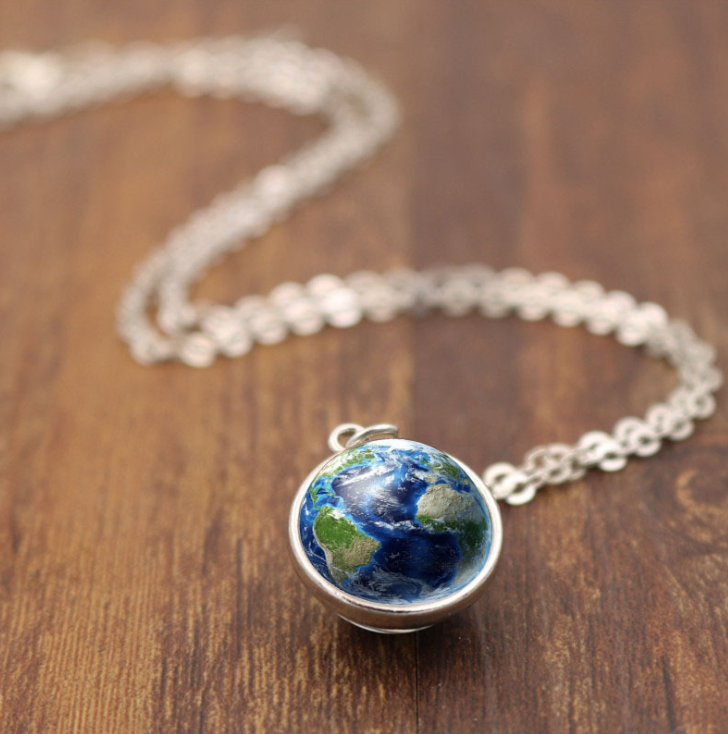 Double sided globe necklace