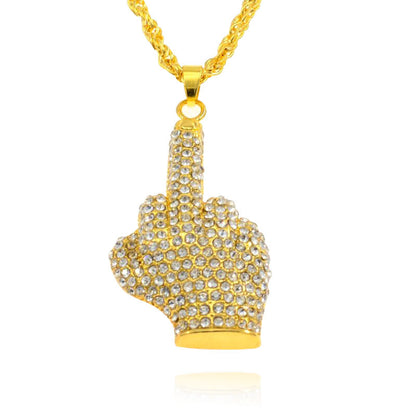 Middle finger diamond necklace