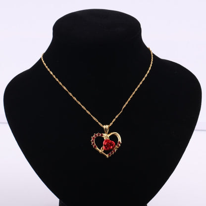 Diamond Zircon Red Rose Love Heart Pendant Short Clavicle Chain