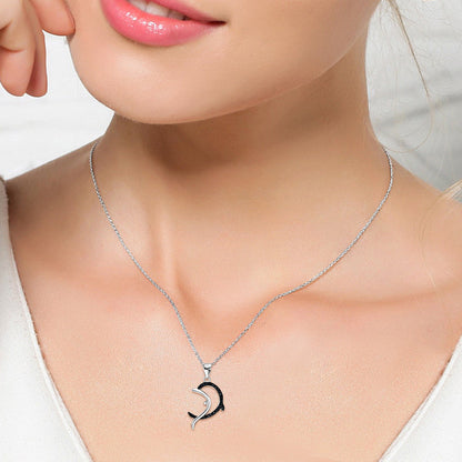 Dolphin Pendant 925 Pure Silver Necklace