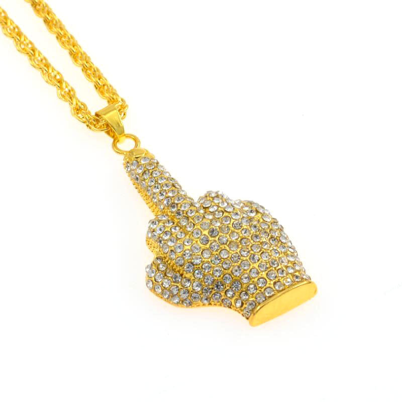 Middle finger diamond necklace