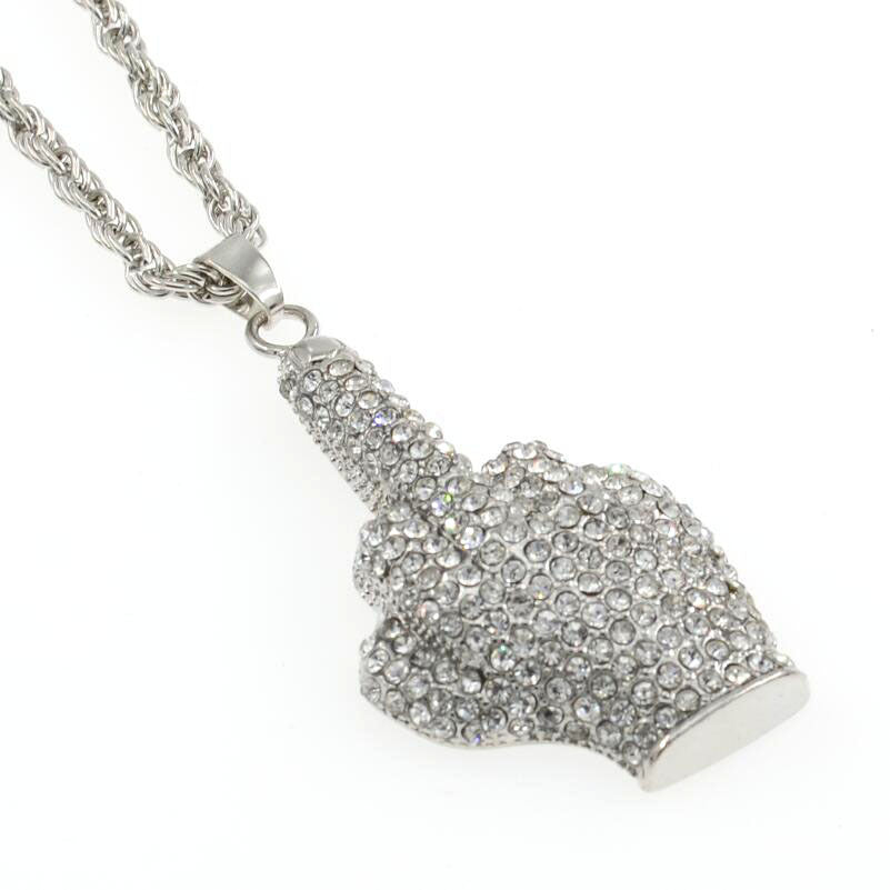 Middle finger diamond necklace