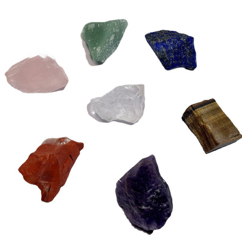 Seven Chakra Natural Crystal Rough Stone Ornament Seven Color Healing Stone Yoga Meditation Energy Stone