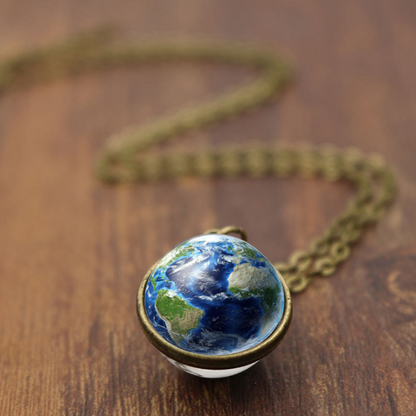 Double sided globe necklace