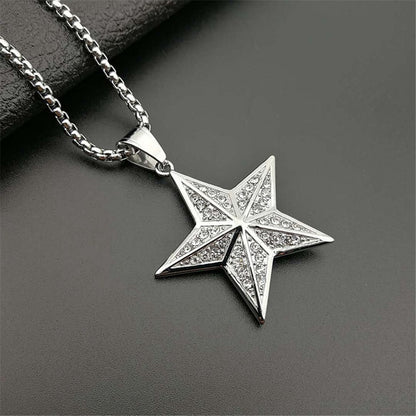 Stainless steel pentagram necklace