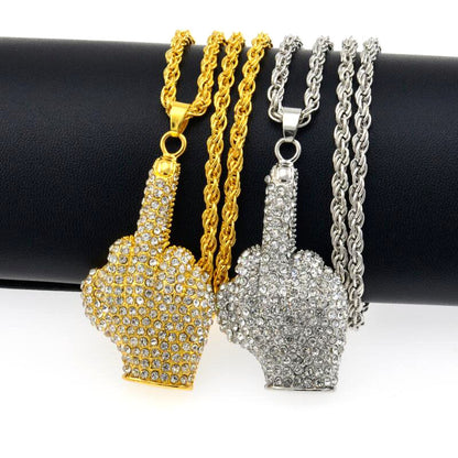 Middle finger diamond necklace