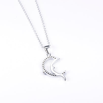 Dolphin Pendant 925 Pure Silver Necklace