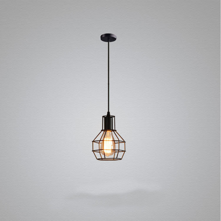 Industrial Chandeliers with Small Iron Cage: American Country Bar Table Lamp