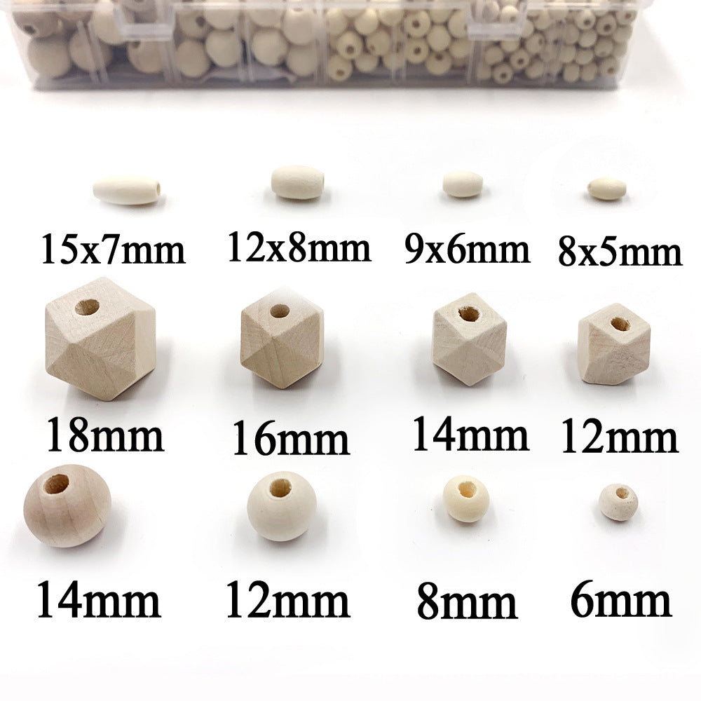 Solid Wood Beads Round Wooden Beads DIY Set