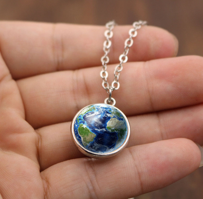 Double sided globe necklace