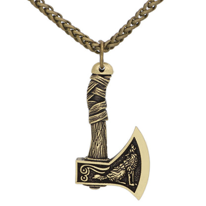 Necklace ax with a wolf's head