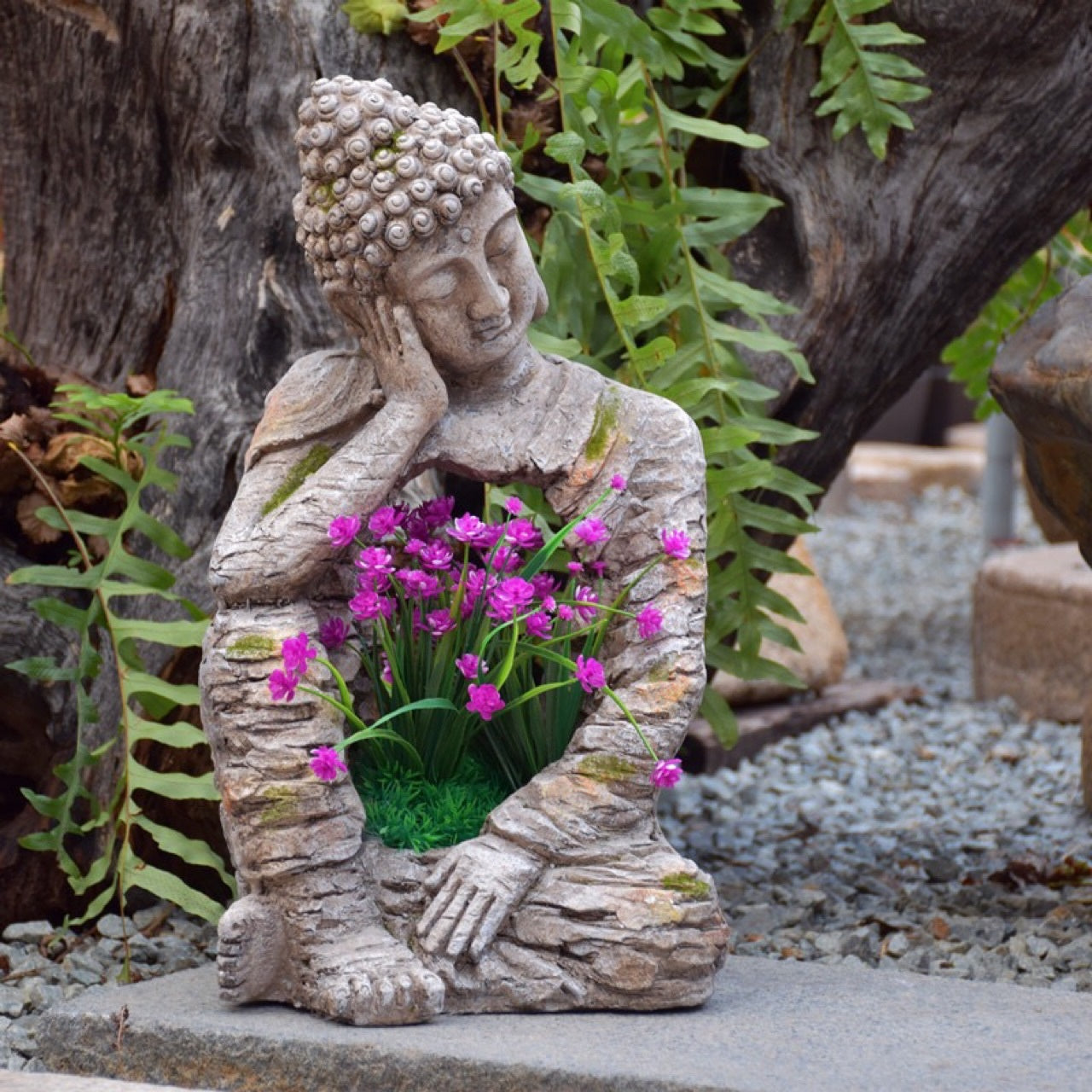 Resin Zen Buddha statue flower pot for garden decoration