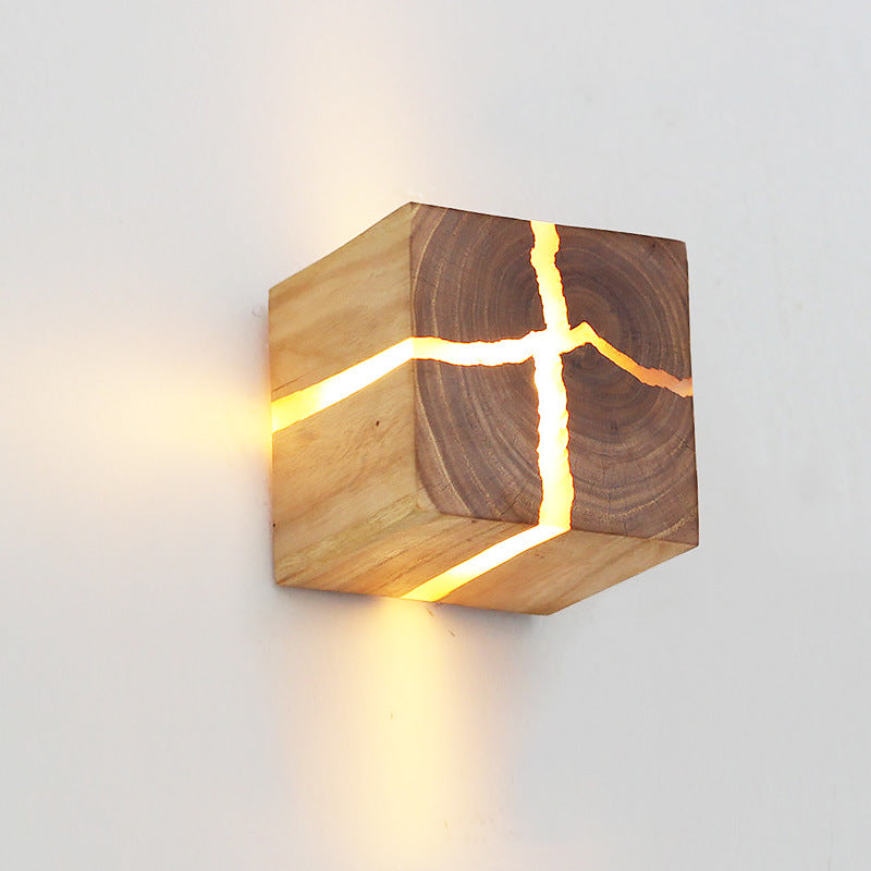 Scandinavian Style Solid Log Wall Light Fixture