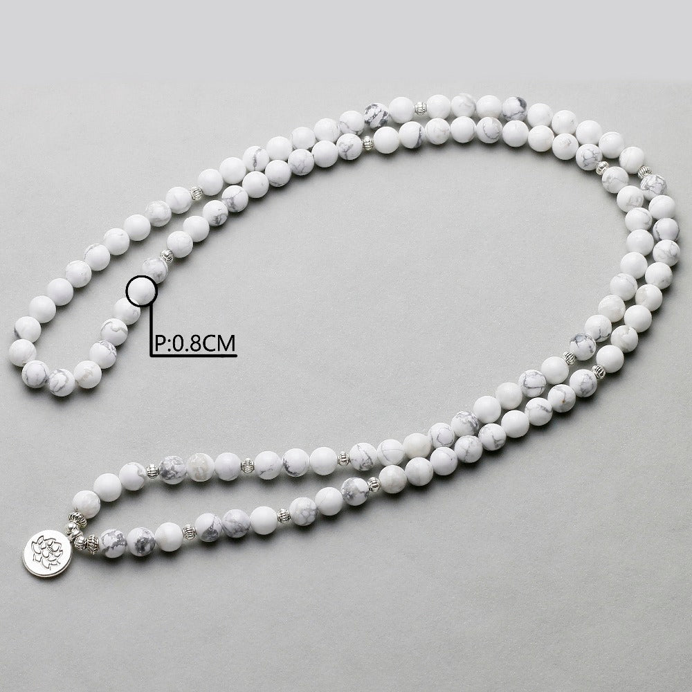 White stone flower beads bracelet