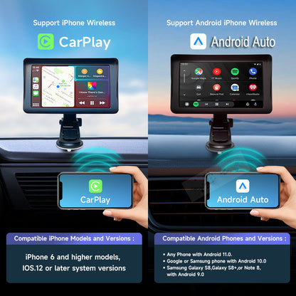 7" IPS Car Smart Screen with Wireless Carplay, Auto Phone Projection, Navigation