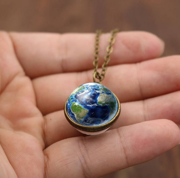 Double sided globe necklace