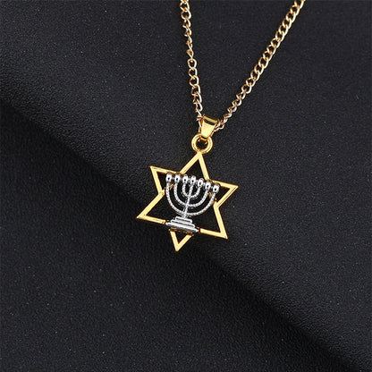 Pentagram candle holder necklace