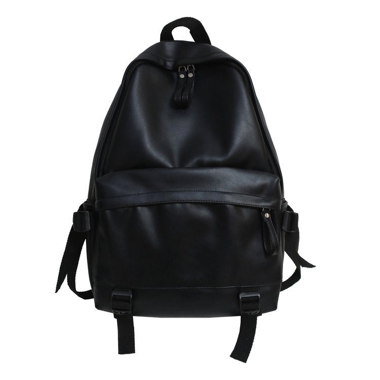 Japanese Simple Large Capacity Soft Leather Backpack Male