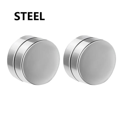 Stainless steel stud earrings for unpierced ear, magnet clip