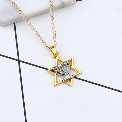 Pentagram candle holder necklace