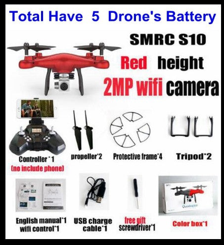 WiFi 2MP Camera With S10 SMRC FPV Quadcopter Drone UAV with Micro Remote Control