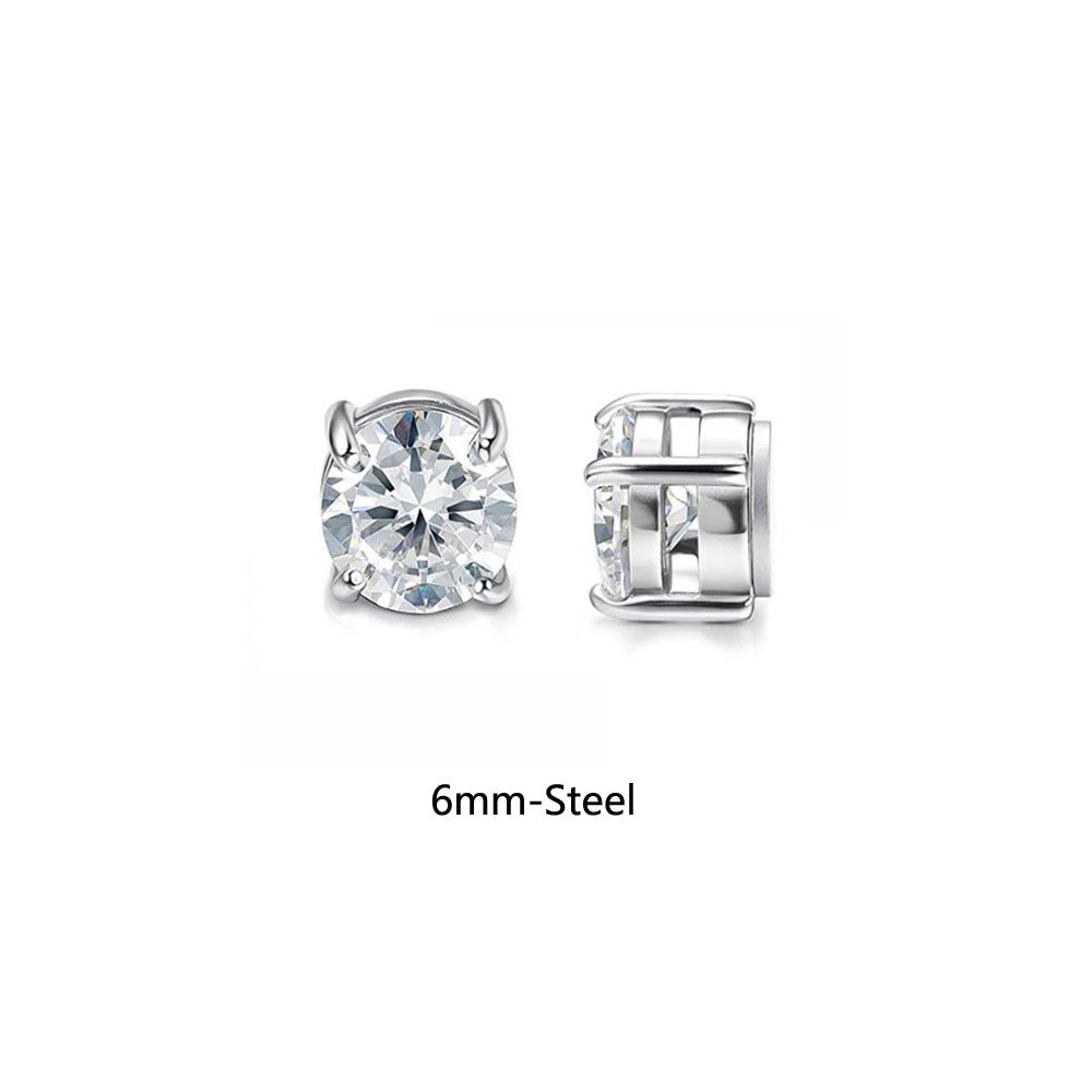 Stainless steel stud earrings for unpierced ear, magnet clip