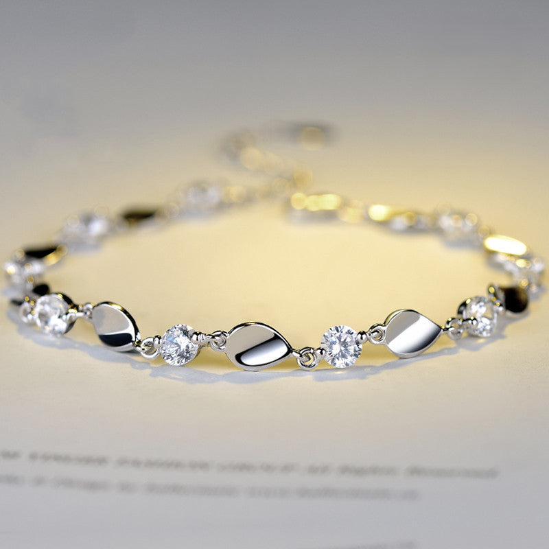 Diamond-encrusted 925 sterling silver bracelet