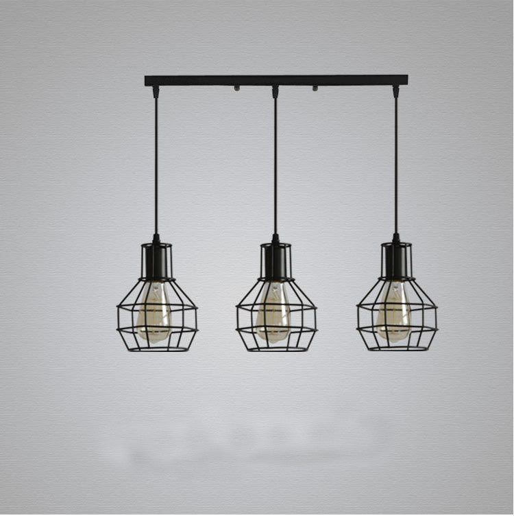 Industrial Chandeliers with Small Iron Cage: American Country Bar Table Lamp