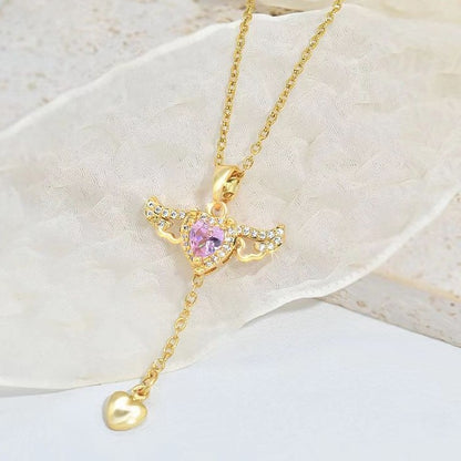 Moving Heart Angel Wings Necklace For Women Perfect Valentine's Day Gift