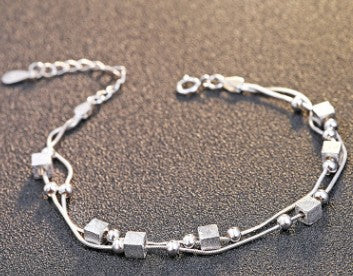 925 silver bracelet, multi-layered cuff