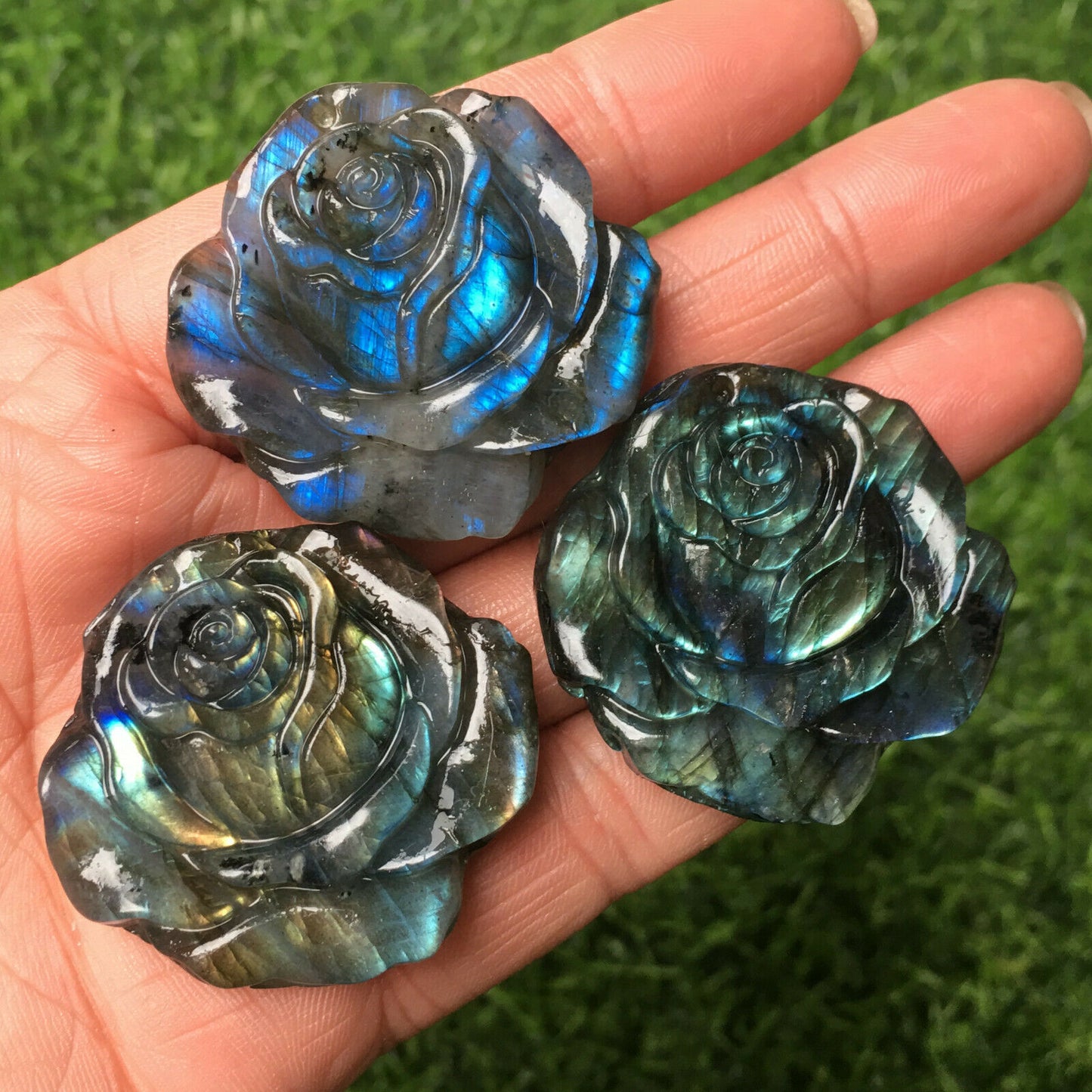 Rough Crystal Rose Flower Labradorite Stone for Crafts