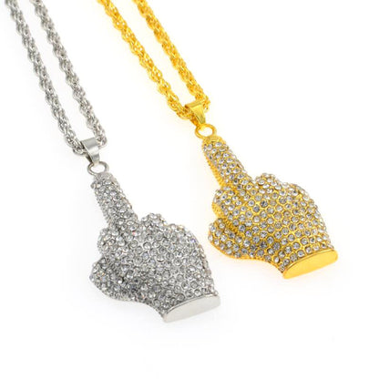 Middle finger diamond necklace