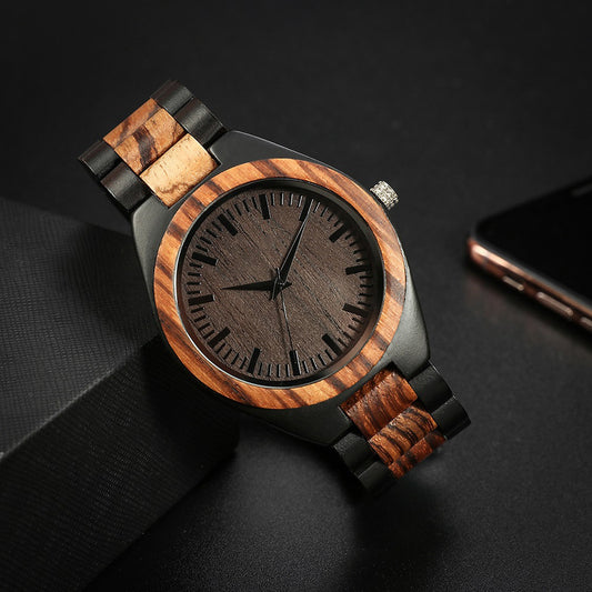 The Men's and Women's Large Dial Wood Quartz Watch.