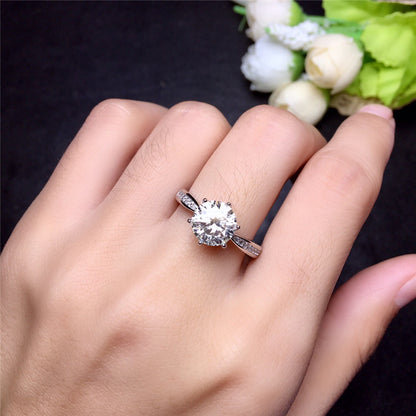 Moissanite Sterling Silver 18K White Gold Plated Ring