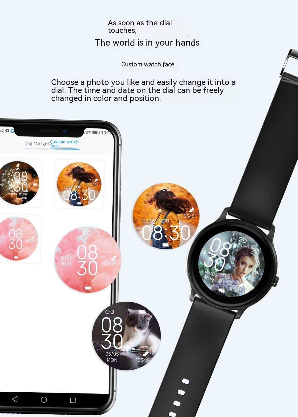 Smartwatch with Blood Pressure Monitoring, 1.28-inch Display, and Health Tracking