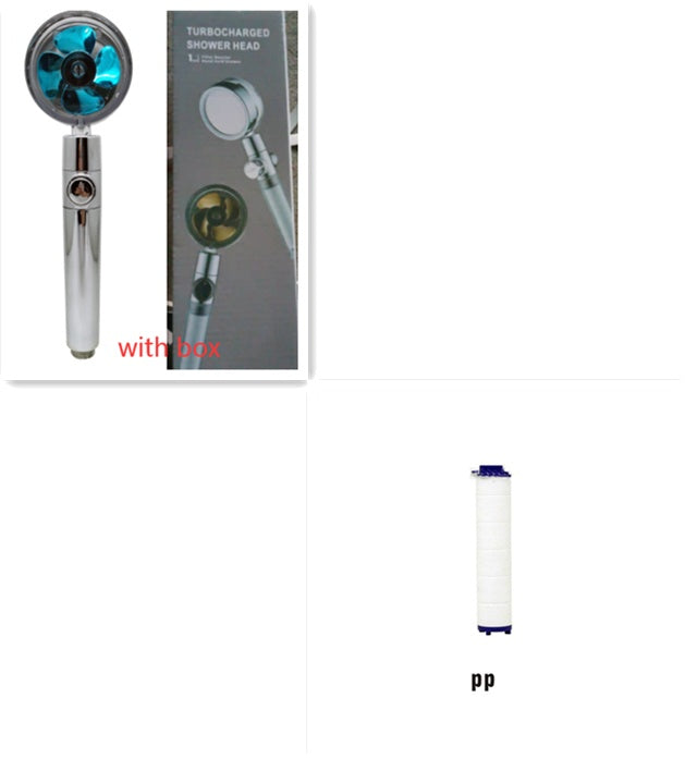 360 degree rotatable shower head with water saving flow function, with small fan