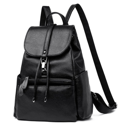 Women's Fashion Cattlehide Leather Soft Leather Casual All-matching Genuine Leather Backpack