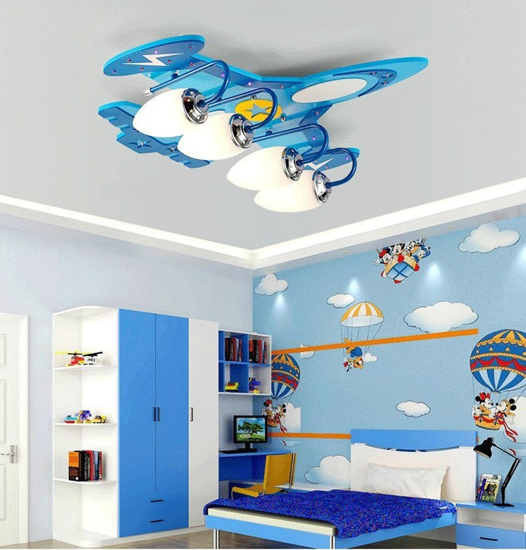 Creative Airplane Cartoon LED Ceiling Lamps for Children's Room with Eye Protection