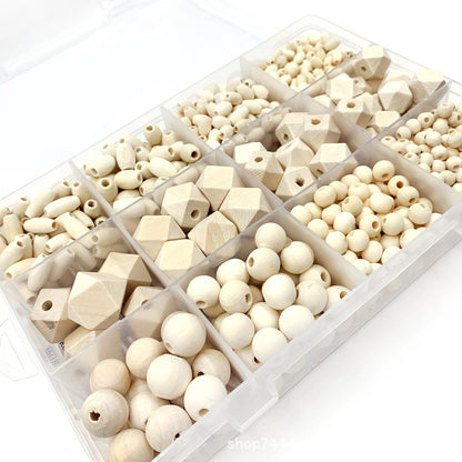 Solid Wood Beads Round Wooden Beads DIY Set