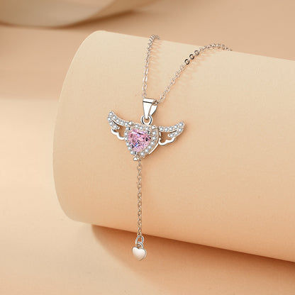 Moving Heart Angel Wings Necklace For Women Perfect Valentine's Day Gift