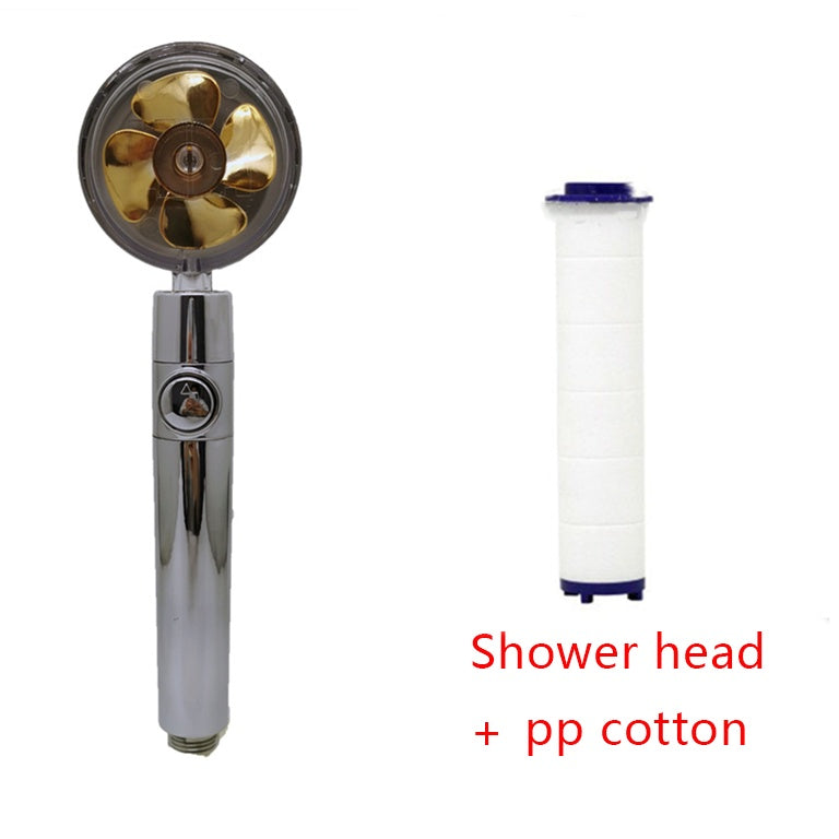 360 degree rotatable shower head with water saving flow function, with small fan