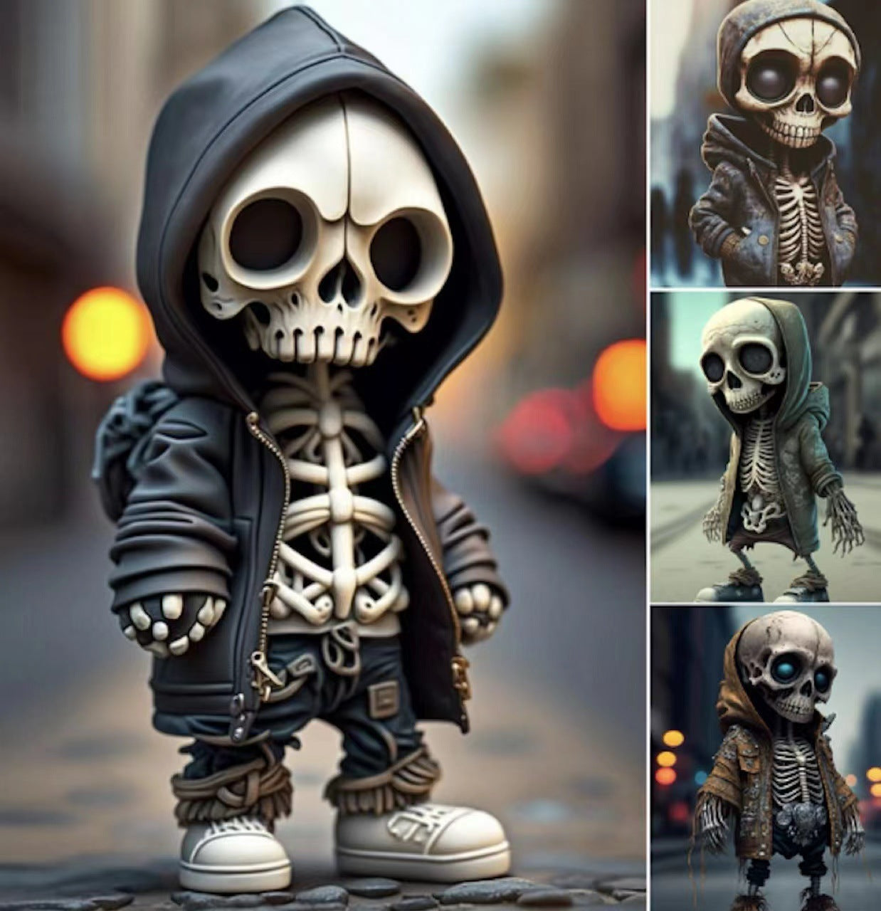 Halloween Cool Skeleton Figurines - Resin Skeleton Doll Ornament for Home Decor