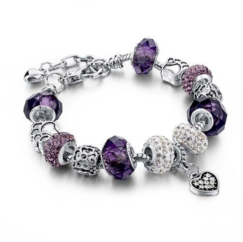 Crystal beads charm bracelet ametist