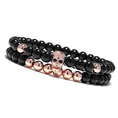 Double row skull bracelet