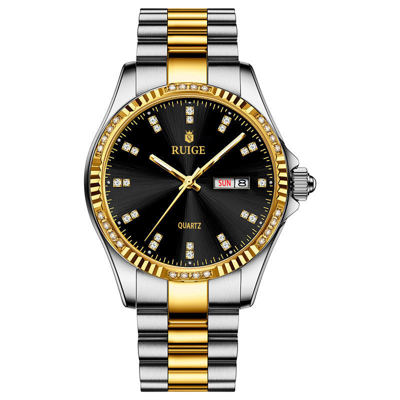 The Gold Diamond Men's Quartz Watch Waterproof.