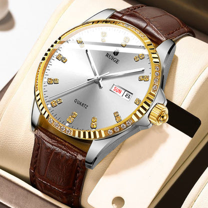 The Gold Diamond Men's Quartz Watch Waterproof.